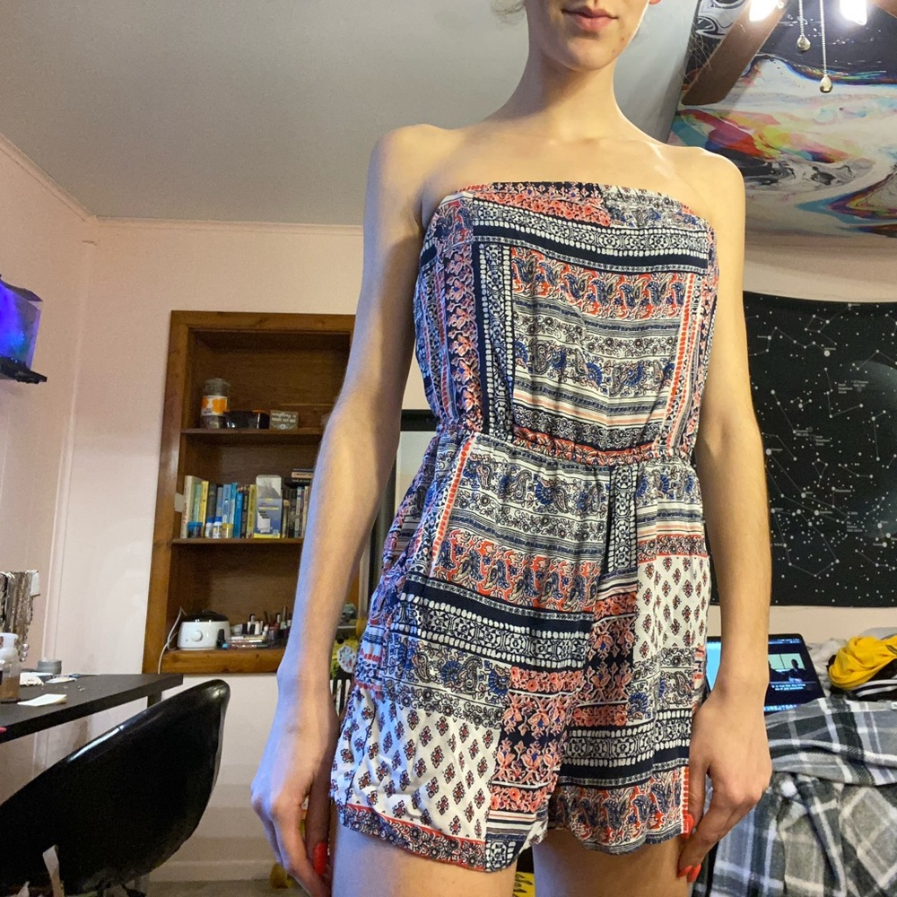 Bandana pattern strapless romper!